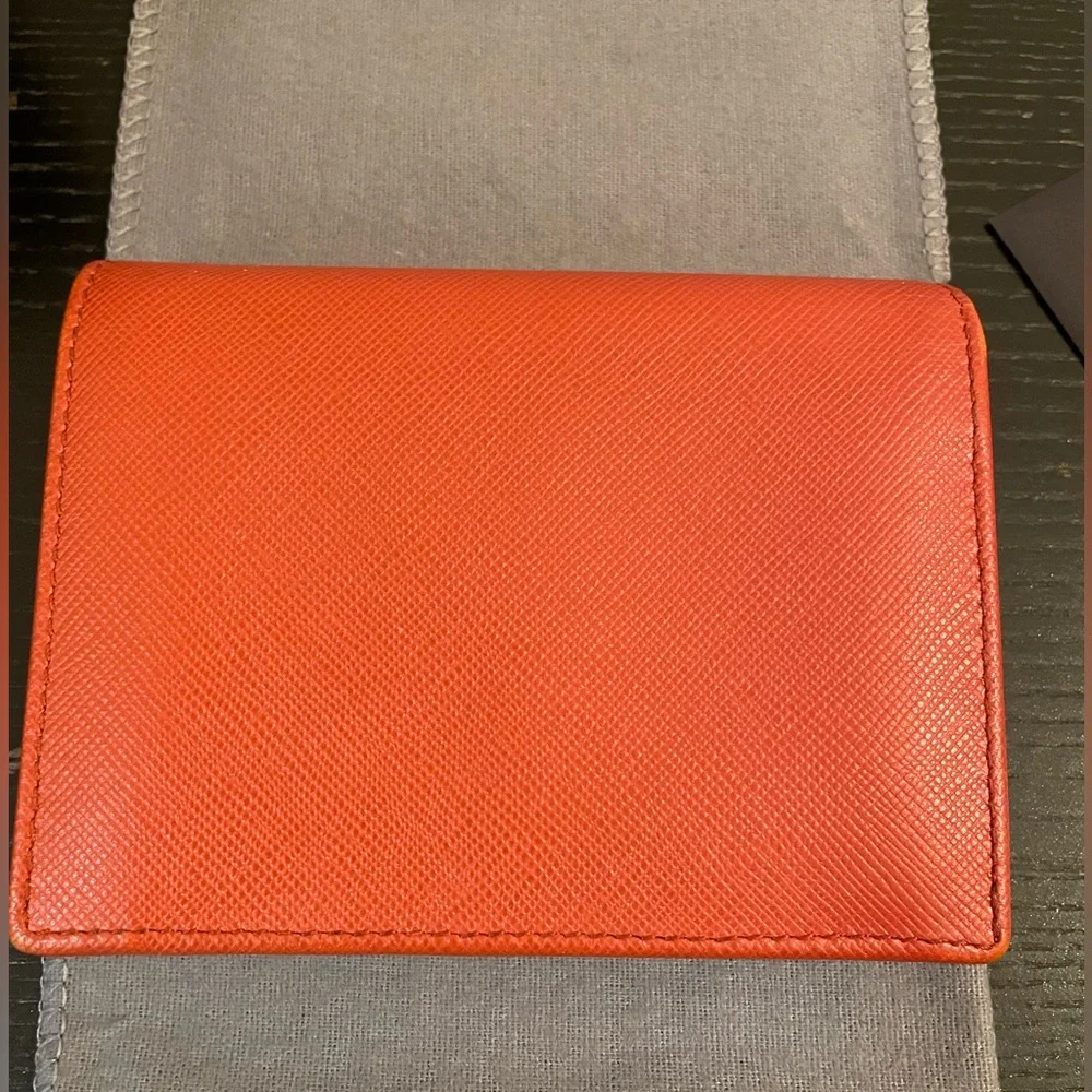 Authentic Prada Saffiano Leather Bi-Fold Wallet in Rame with box and card - Picture 3 of 11